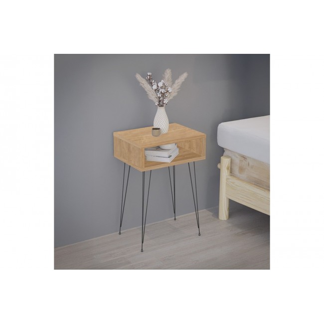 Κομοδίνο "NAIDA" σε χρώμα oak/μαύρο 40x30x59