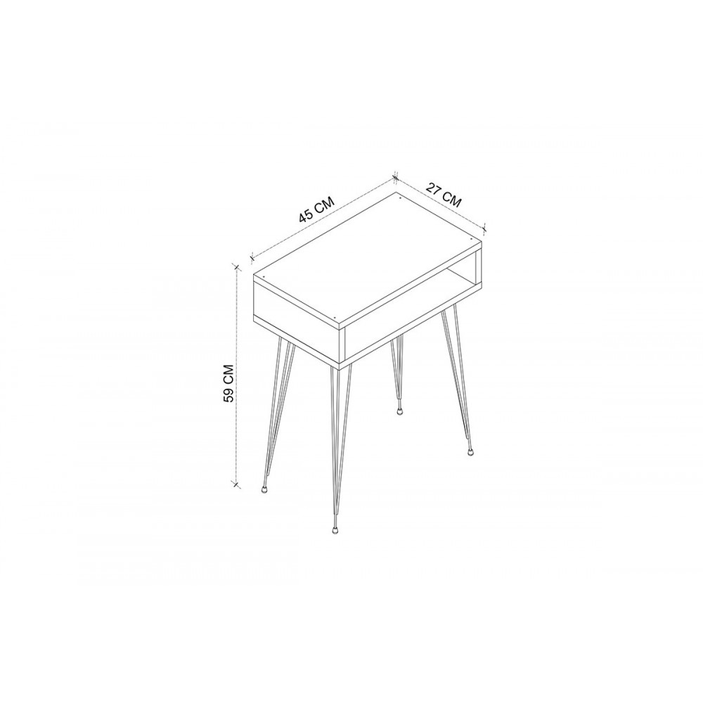 Κομοδίνο "NAIDA" σε χρώμα oak/μαύρο 40x30x59