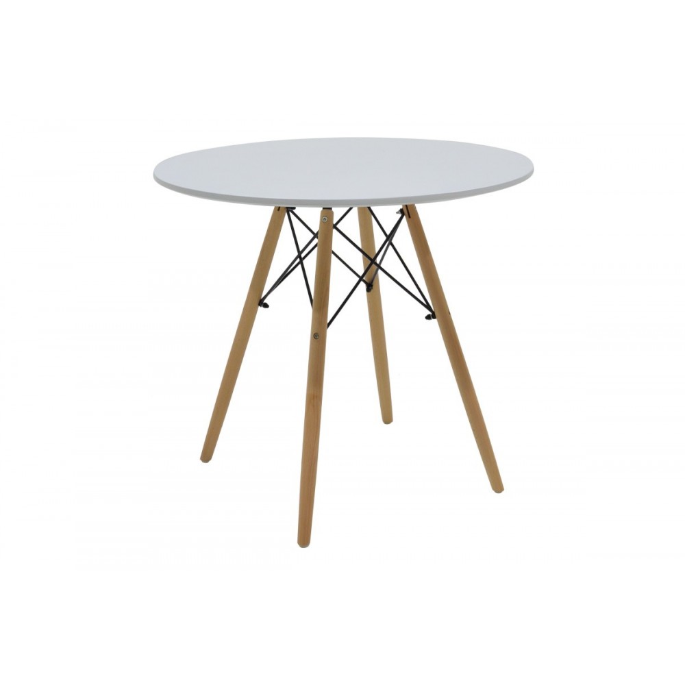 Τραπεζαρία 5τμχ "JULITA" από mdf/ξύλο σε χρώμα λευκό/φυσικό Φ80x73