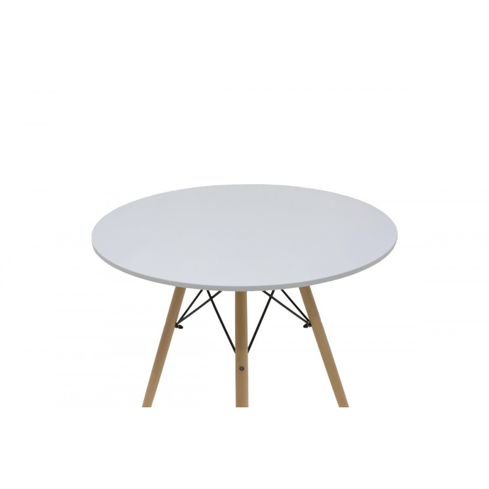 Τραπεζαρία 5τμχ "JULITA" από mdf/ξύλο σε χρώμα λευκό/φυσικό Φ80x73