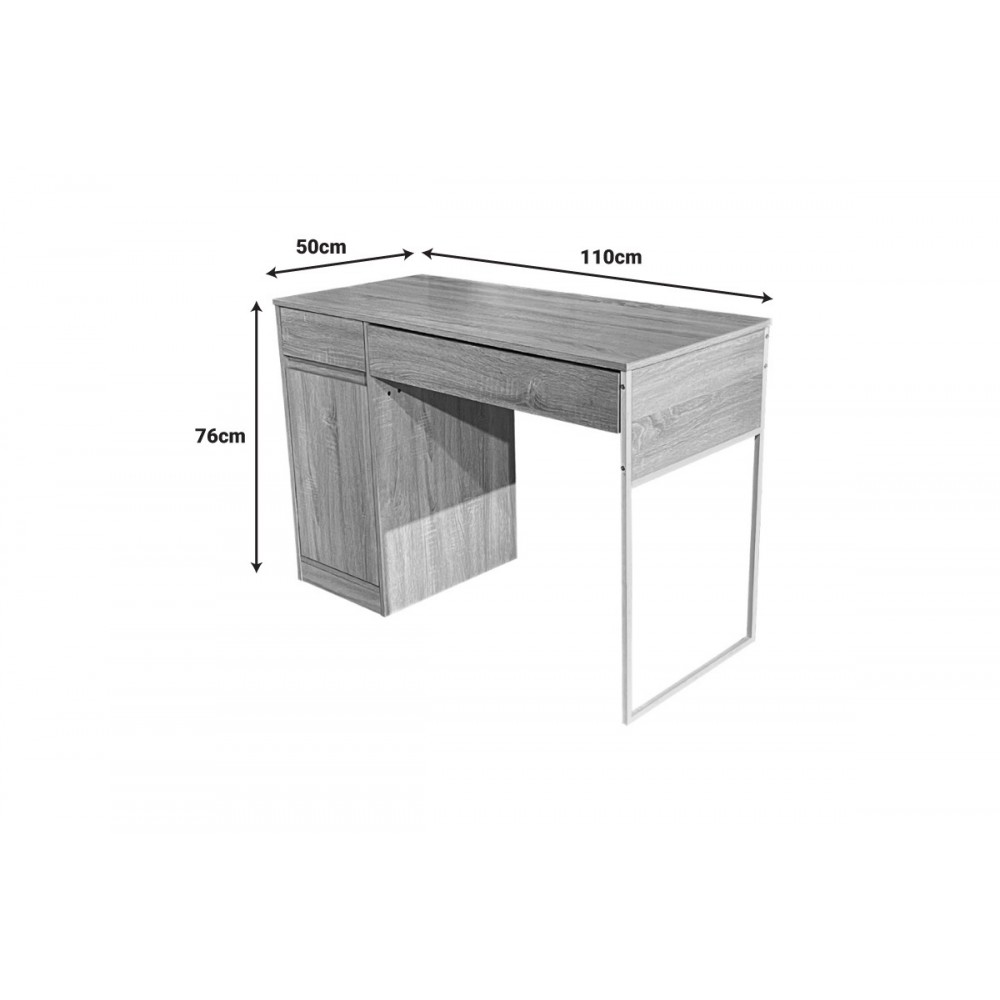 Γραφείο εργασίας "KANTOR" σε χρώμα φυσικό/λευκό 110x50x76