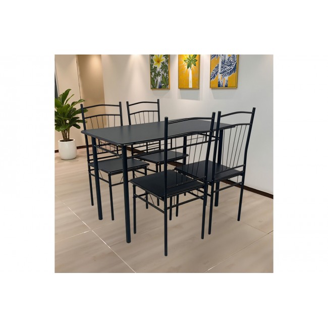 Τραπεζαρία 5τμχ "ROZA II" από mdf/μέταλλο σε χρώμα μαύρο 110x60x74