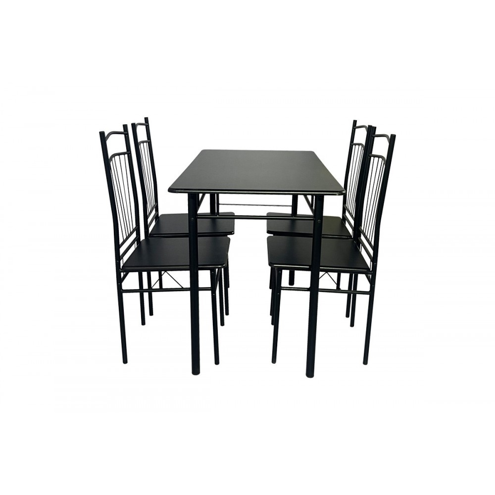 Τραπεζαρία 5τμχ "ROZA II" από mdf/μέταλλο σε χρώμα μαύρο 110x60x74