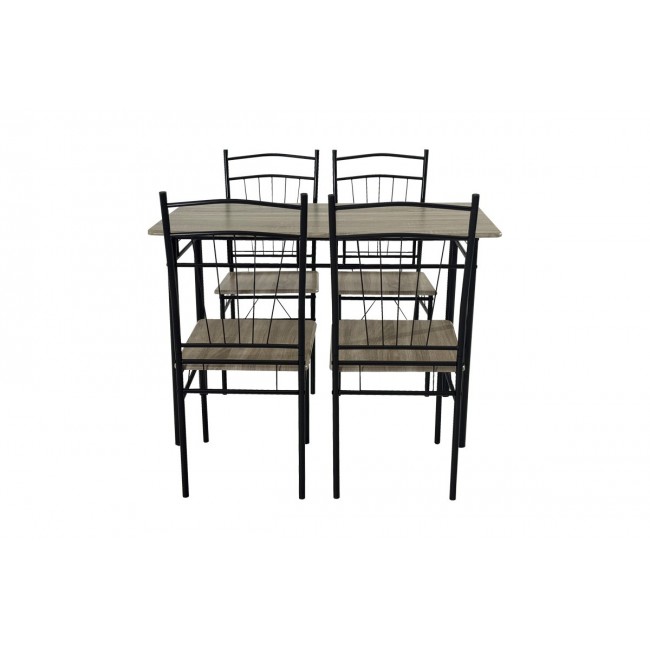 Τραπεζαρία 5τμχ "REFORIA" από mdf/μέταλλο σε χρώμα γκρι/μαύρο 110x60x74