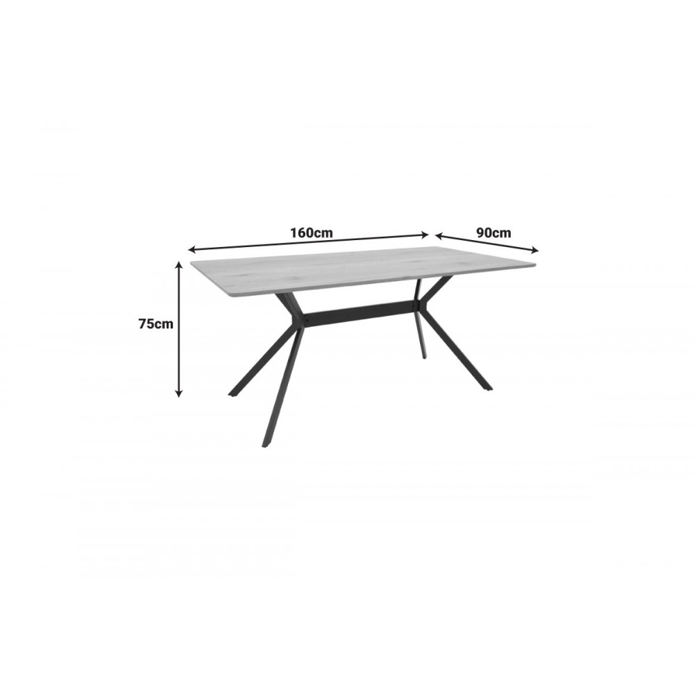 Τραπέζι "NERELIS" από mdf/μέταλλο σε χρώμα φυσικό/μαύρο 160x90x75