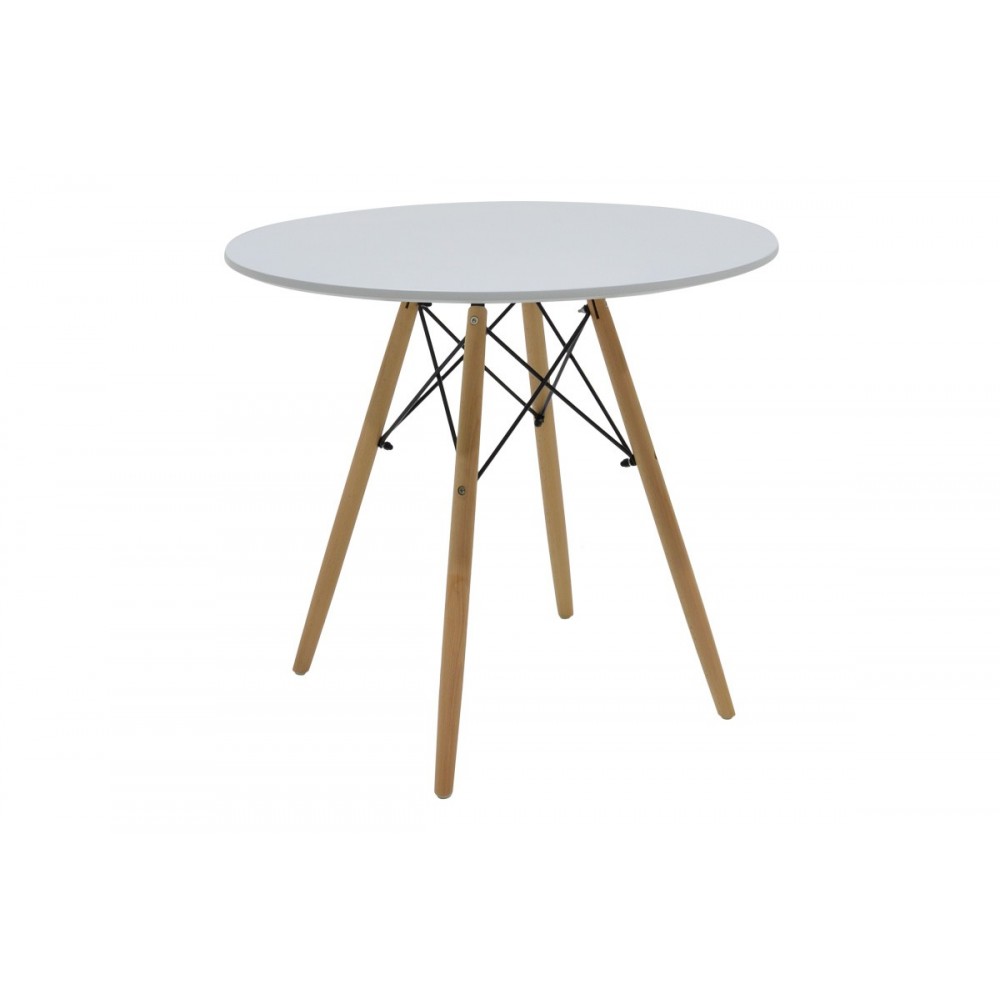 Τραπεζαρία 5τμχ "JULITA-NOOR" από mdf σε χρώμα λευκό/φυσικό Φ80x73