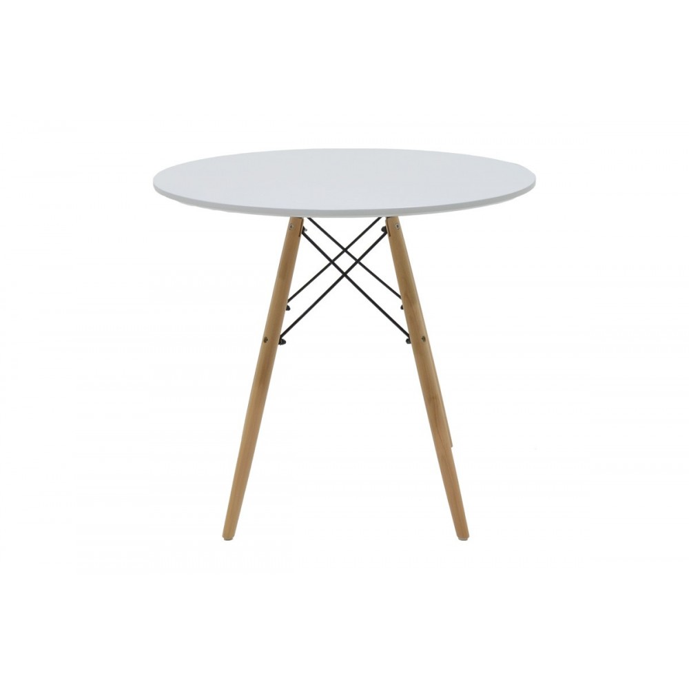 Τραπεζαρία 5τμχ "JULITA-NOOR" από mdf σε χρώμα λευκό/φυσικό Φ80x73