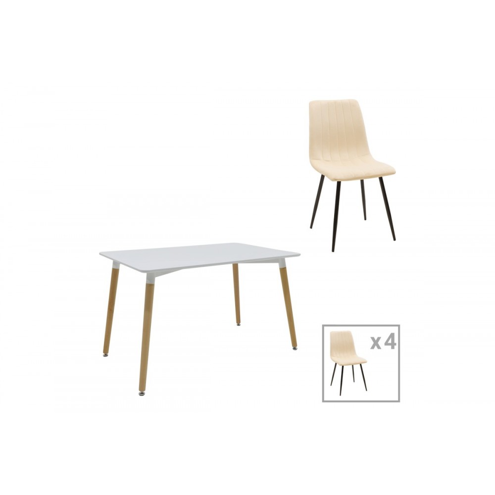 Τραπεζαρία 5τμχ "NATALI-NOOR" από mdf σε χρώμα μαύρο/φυσικό 120x80x76