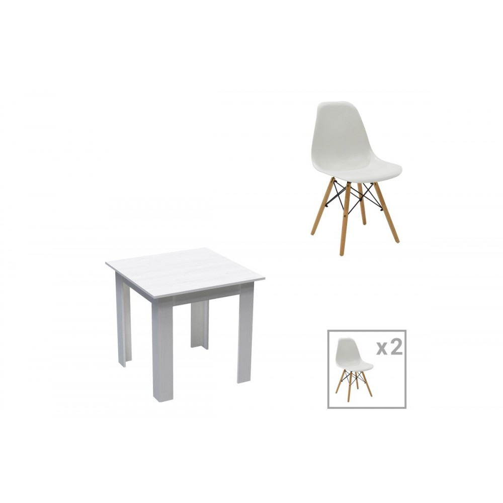 Τραπεζαρία 3τμχ "MANKA-JULITA" σε χρώμα λευκό 80x80x77