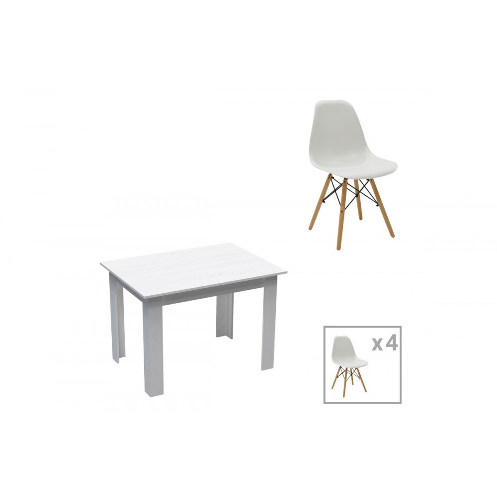 Τραπεζαρία 5τμχ "MANKA-JULITA" σε χρώμα λευκό 110x80x77