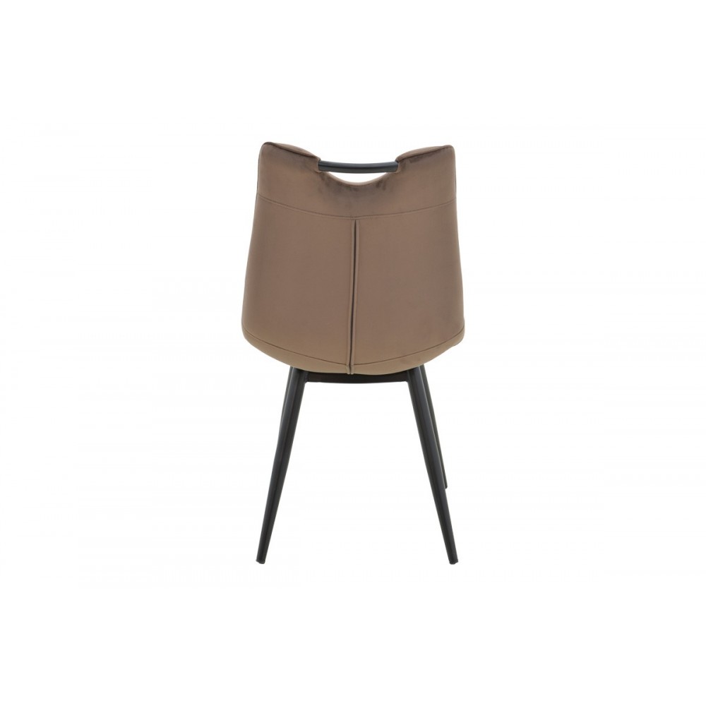 Καρέκλα "NELY" από βελούδο/μέταλλο σε χρώμα καφέ/μαύρο 47x61x85