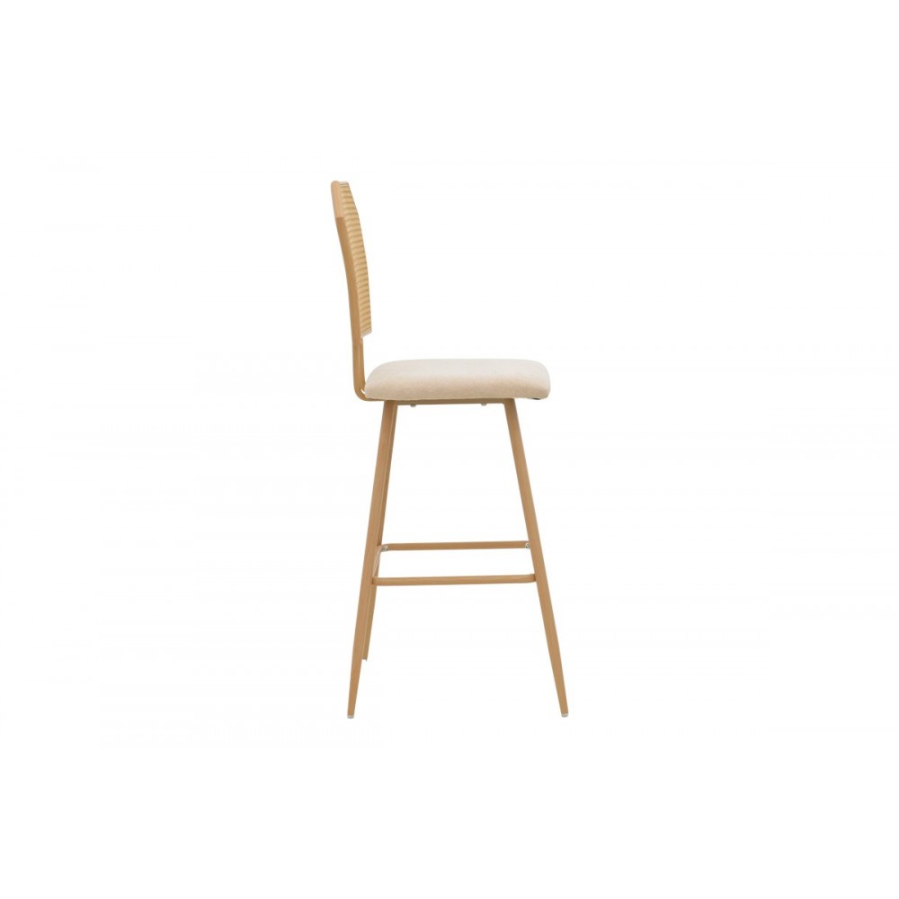 Σκαμπό μπαρ "CAMILLA I" από ύφασμα/μέταλλο σε χρώμα μπεζ/φυσικό 47.5x58x117