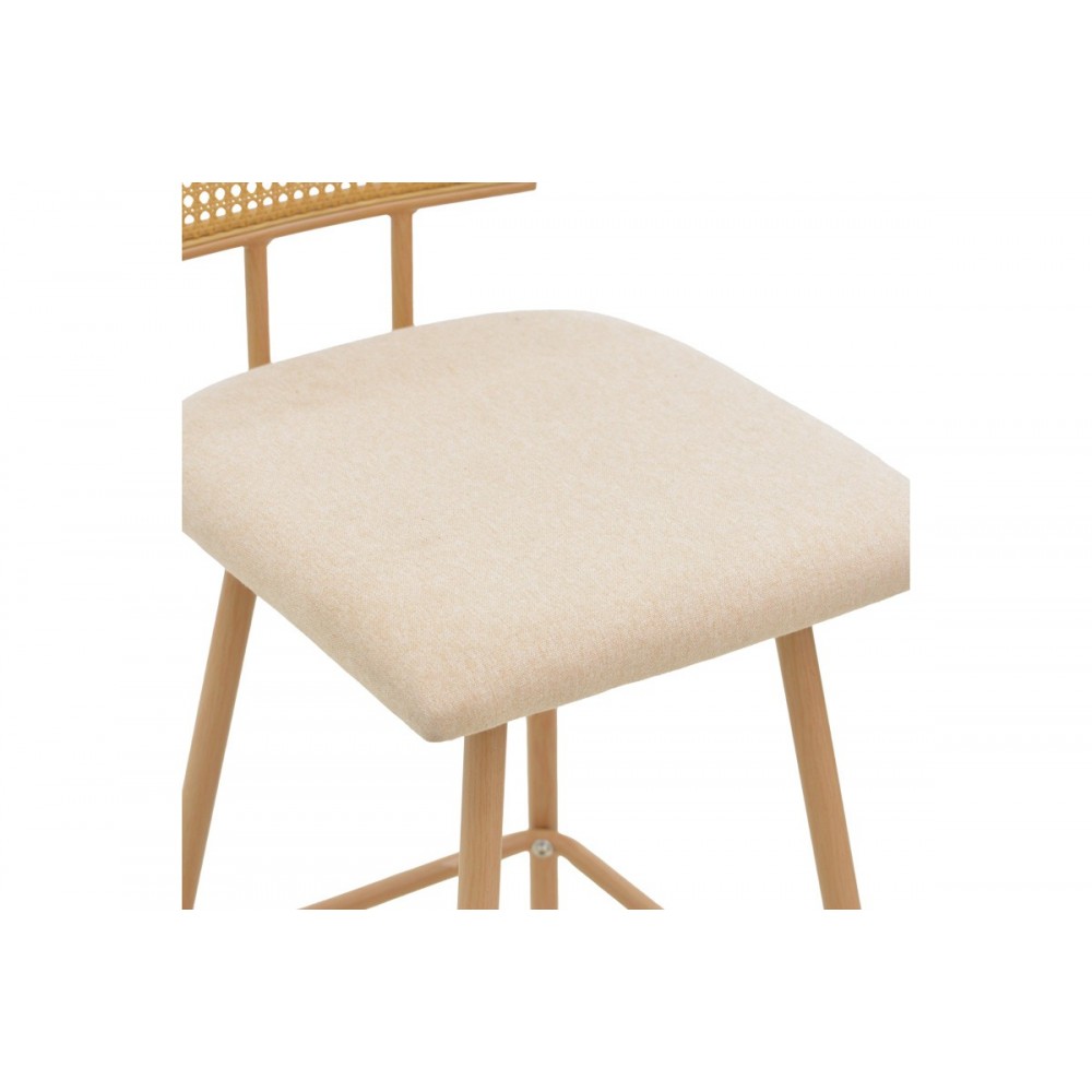 Σκαμπό μπαρ "CAMILLA I" από ύφασμα/μέταλλο σε χρώμα μπεζ/φυσικό 47.5x58x117