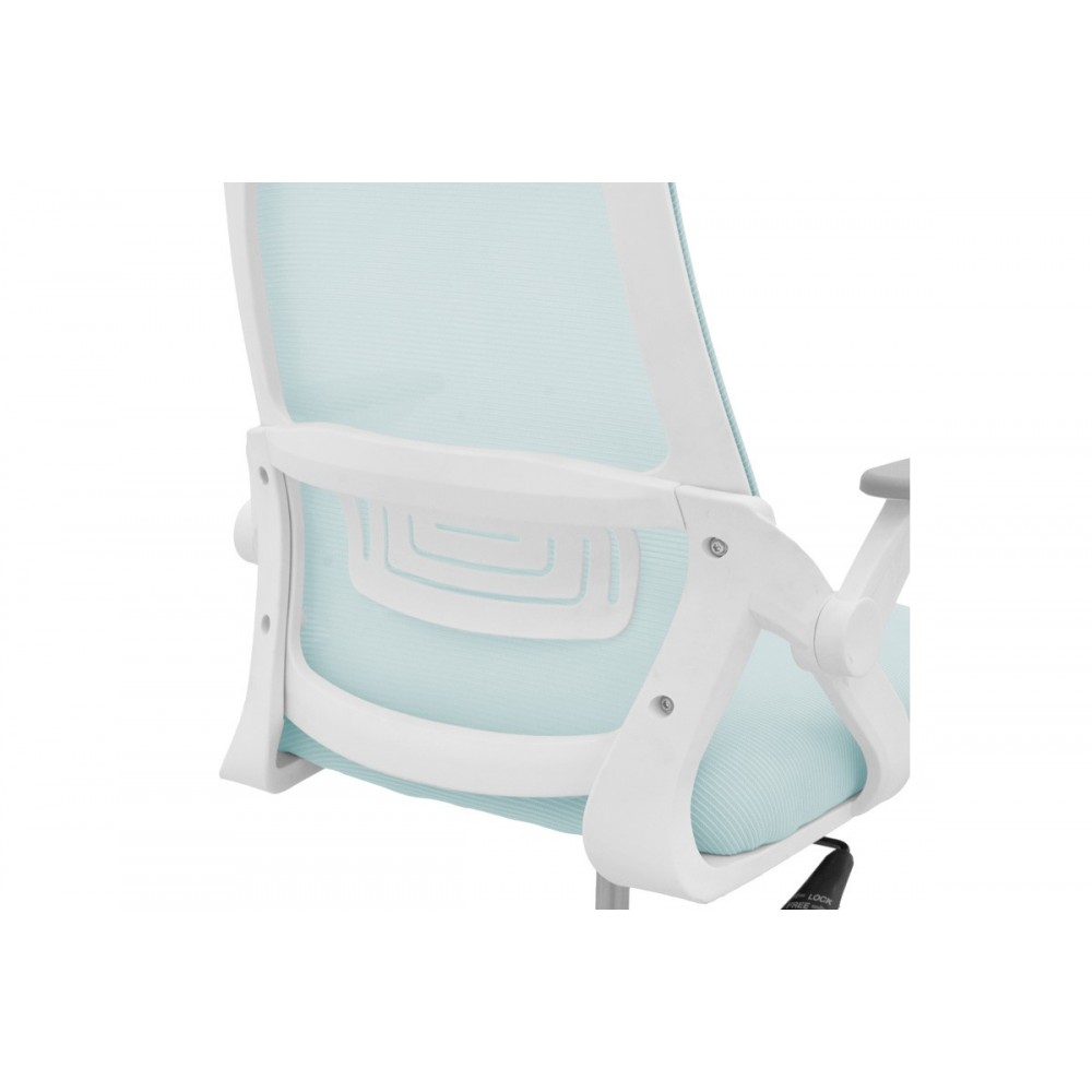 Καρέκλα γραφείου "REJI" από mesh ύφασμα σε χρώμα σιέλ/λευκό 58x60x89-99