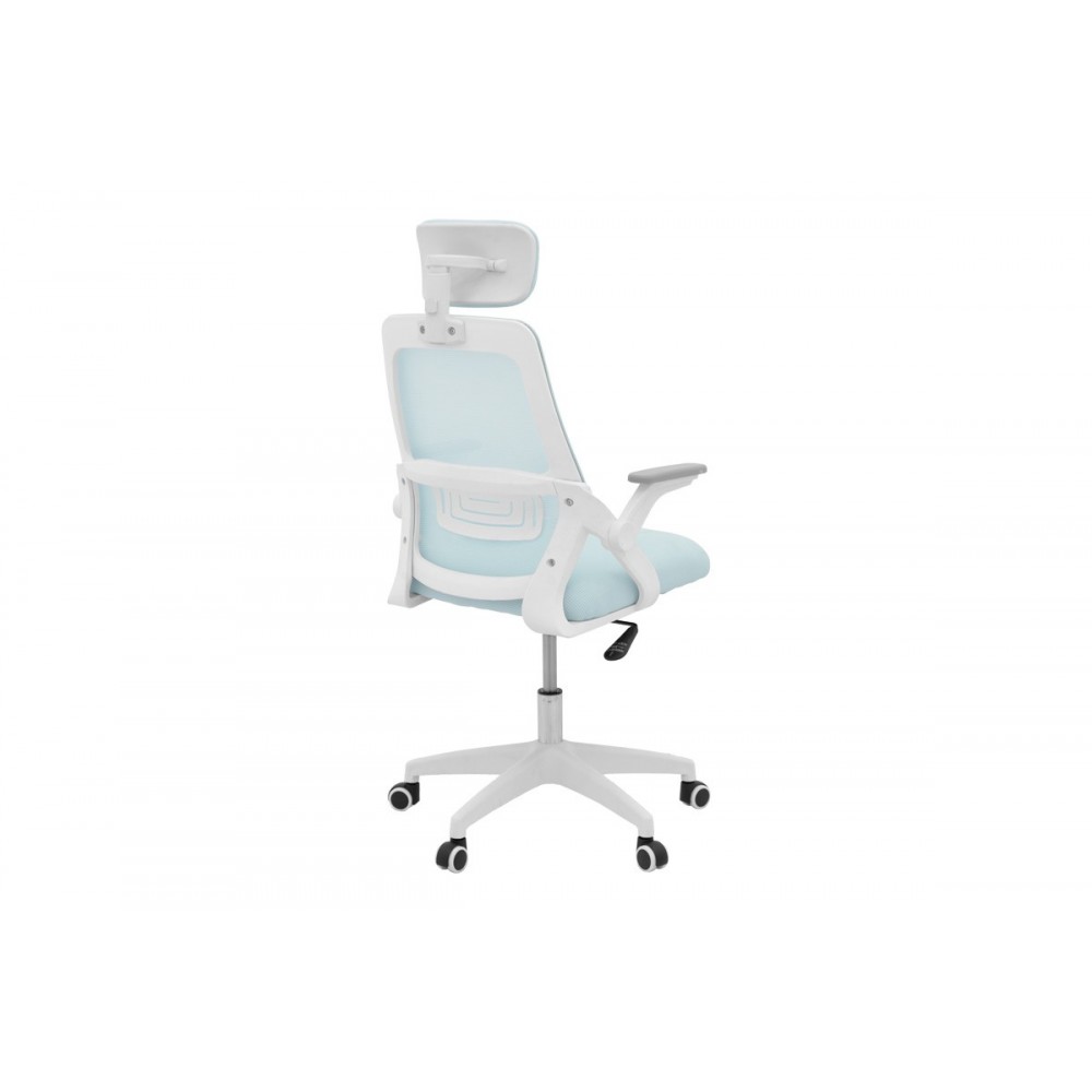 Καρέκλα γραφείου "PEJA" από mesh ύφασμα σε χρώμα σιέλ/λευκό 58x60x107-117