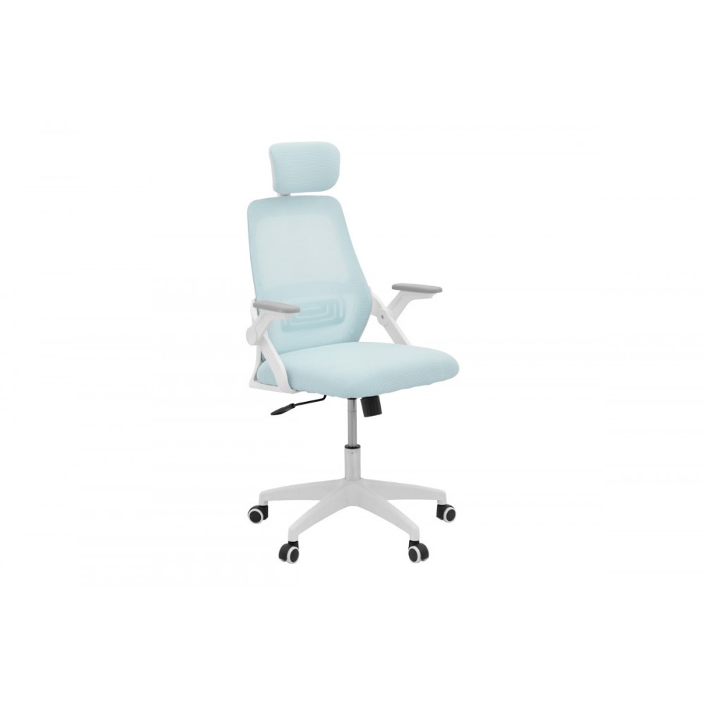 Καρέκλα γραφείου "PEJA" από mesh ύφασμα σε χρώμα σιέλ/λευκό 58x60x107-117