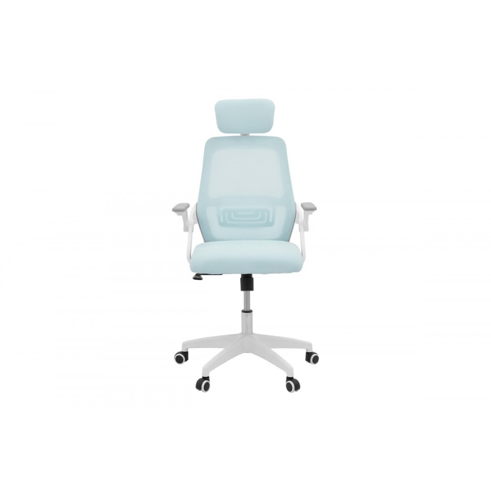 Καρέκλα γραφείου "PEJA" από mesh ύφασμα σε χρώμα σιέλ/λευκό 58x60x107-117