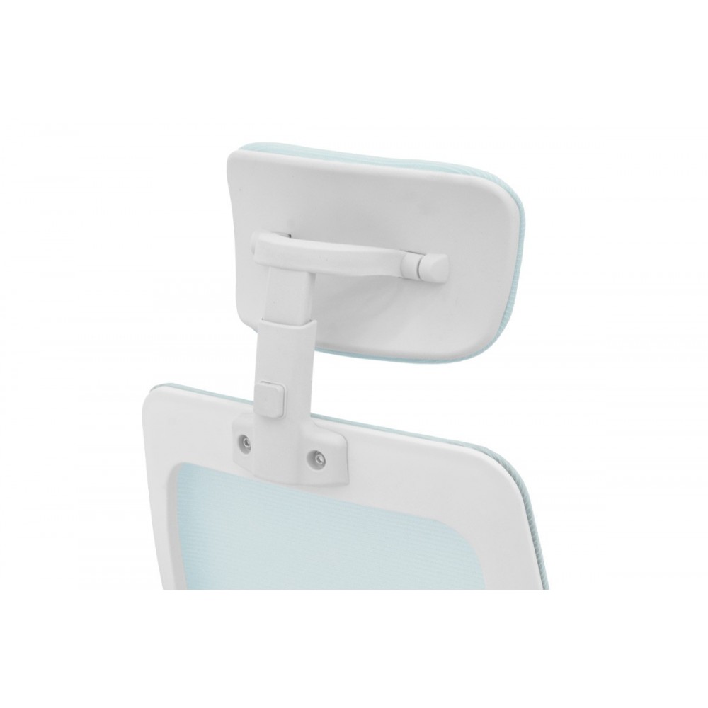 Καρέκλα γραφείου "PEJA" από mesh ύφασμα σε χρώμα σιέλ/λευκό 58x60x107-117