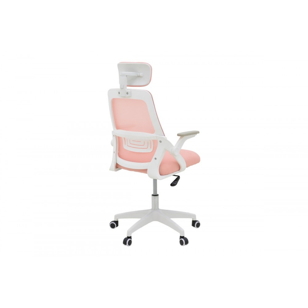 Καρέκλα γραφείου "PEJA" από mesh ύφασμα σε χρώμα ροζ/λευκό 58x60x107-117