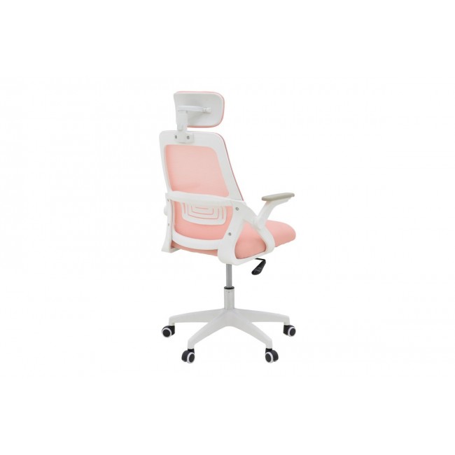 Καρέκλα γραφείου "PEJA" από mesh ύφασμα σε χρώμα ροζ/λευκό 58x60x107-117
