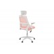 Καρέκλα γραφείου "PEJA" από mesh ύφασμα σε χρώμα ροζ/λευκό 58x60x107-117