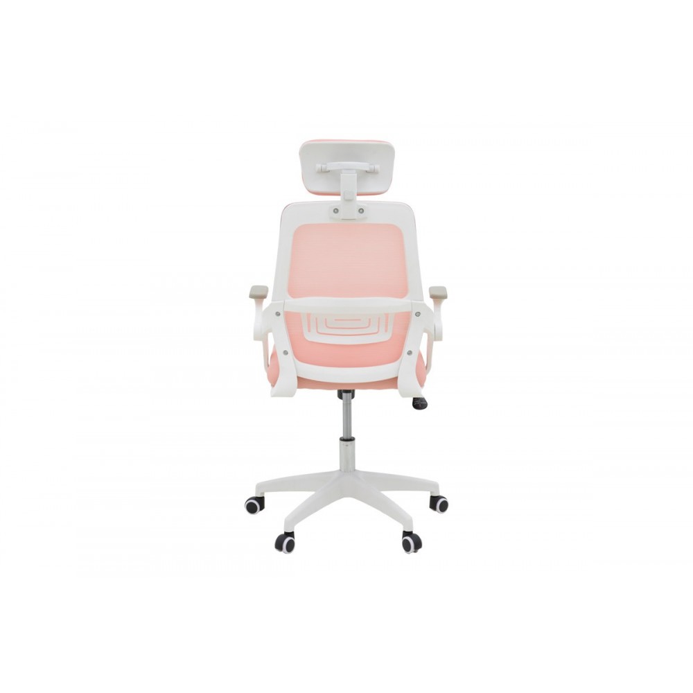 Καρέκλα γραφείου "PEJA" από mesh ύφασμα σε χρώμα ροζ/λευκό 58x60x107-117