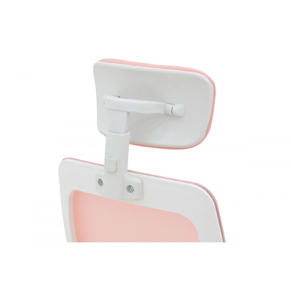 Καρέκλα γραφείου "PEJA" από mesh ύφασμα σε χρώμα ροζ/λευκό 58x60x107-117