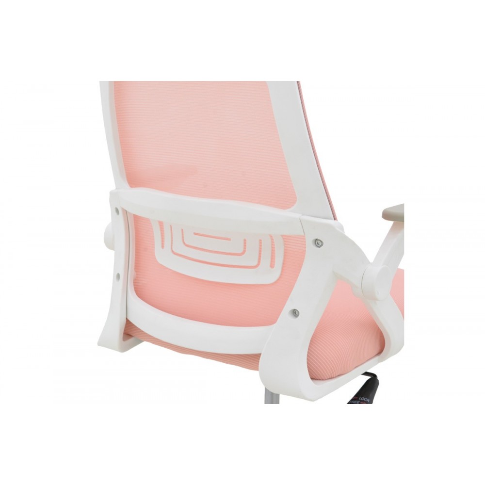 Καρέκλα γραφείου "PEJA" από mesh ύφασμα σε χρώμα ροζ/λευκό 58x60x107-117