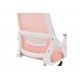 Καρέκλα γραφείου "PEJA" από mesh ύφασμα σε χρώμα ροζ/λευκό 58x60x107-117