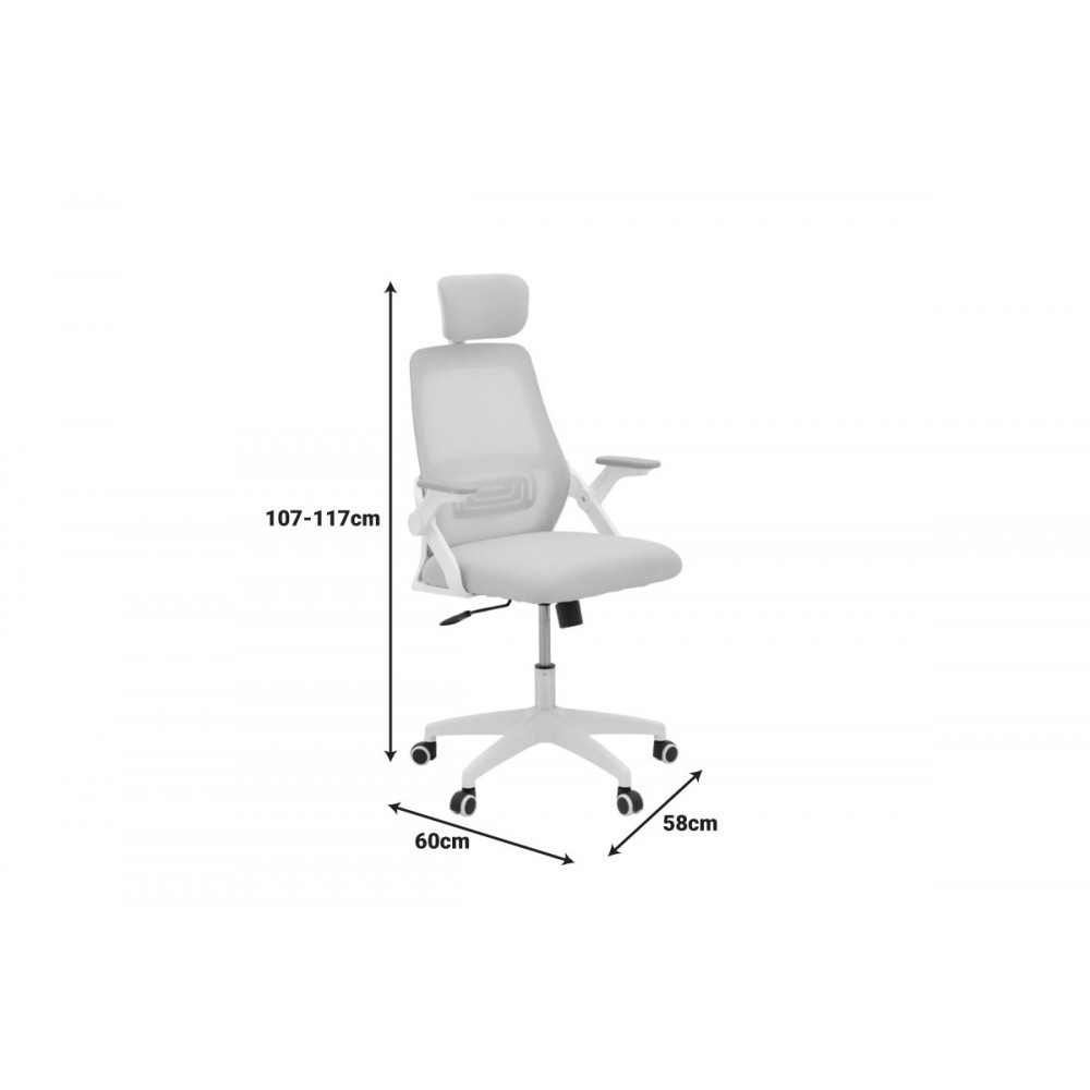 Καρέκλα γραφείου "PEJA" από mesh ύφασμα σε χρώμα ροζ/λευκό 58x60x107-117