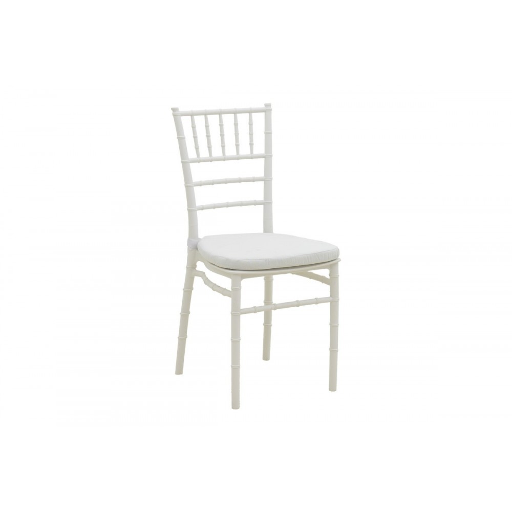 Καρέκλα "TIFFANY" από pp σε χρώμα λευκό με μαξιλάρι 40x40x88