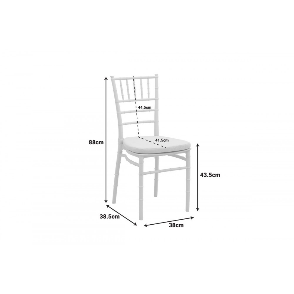 Καρέκλα "TIFFANY" από pp σε χρώμα λευκό με μαξιλάρι 40x40x88