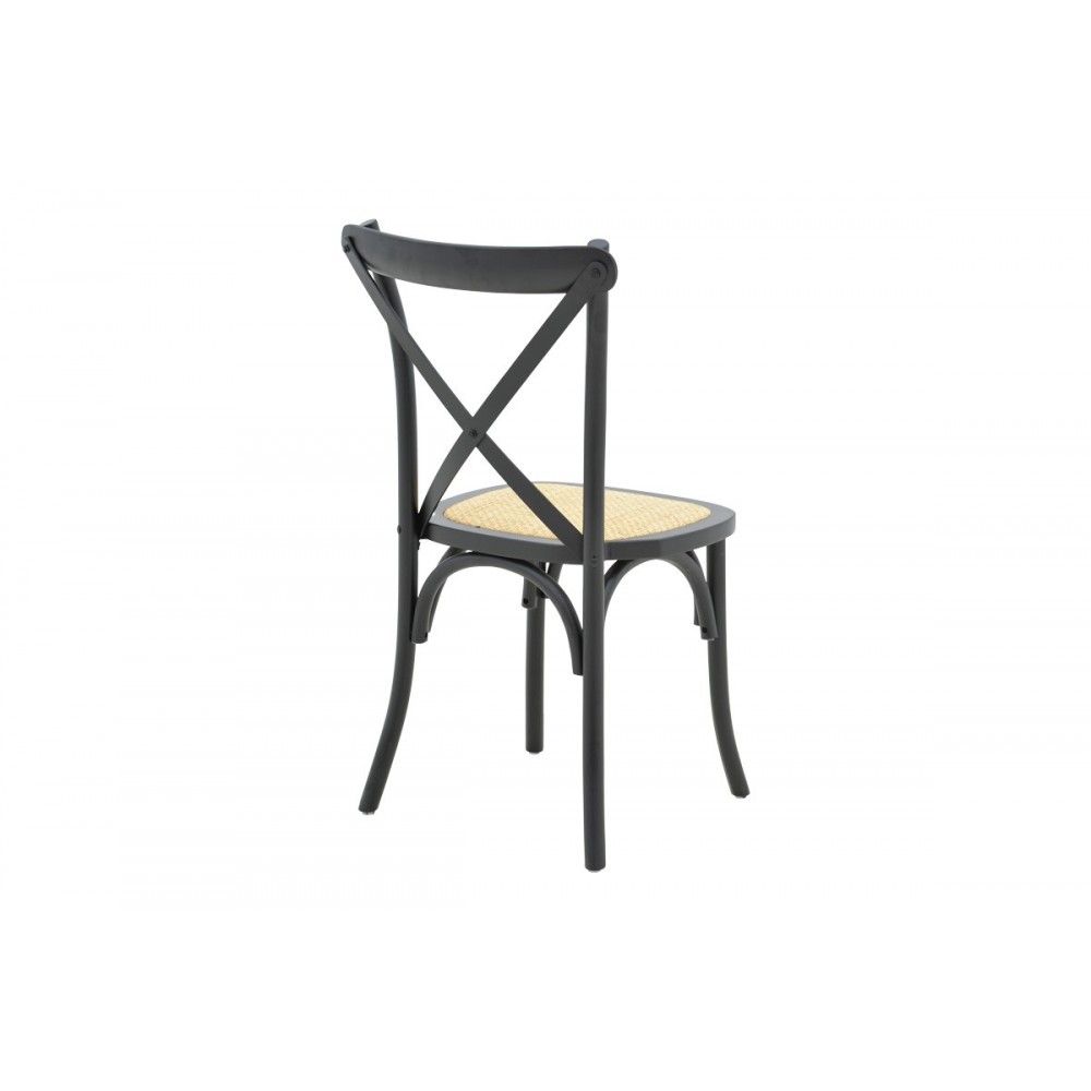 Καρέκλα "DYLON" από ξύλο/rattan σε χρώμα μαύρο/φυσικό 48x52x89