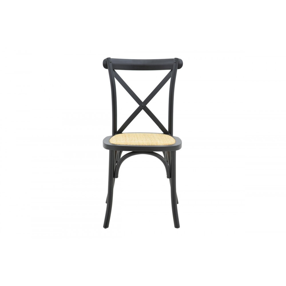 Καρέκλα "DYLON" από ξύλο/rattan σε χρώμα μαύρο/φυσικό 48x52x89