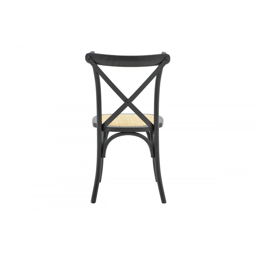 Καρέκλα "DYLON" από ξύλο/rattan σε χρώμα μαύρο/φυσικό 48x52x89