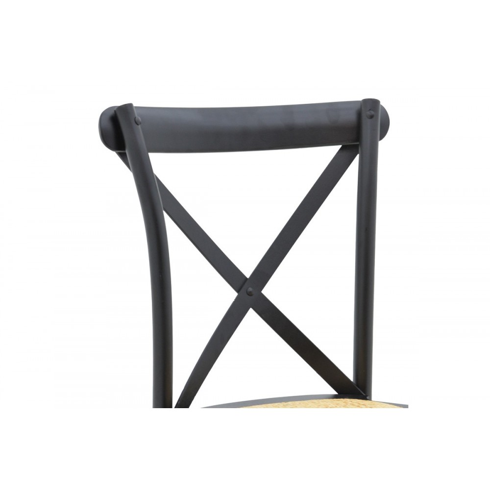 Καρέκλα "DYLON" από ξύλο/rattan σε χρώμα μαύρο/φυσικό 48x52x89