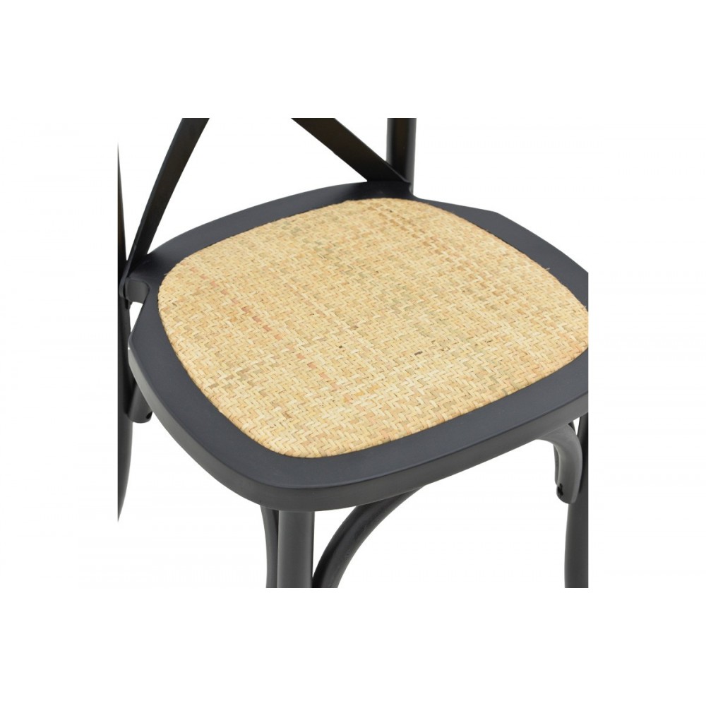 Καρέκλα "DYLON" από ξύλο/rattan σε χρώμα μαύρο/φυσικό 48x52x89