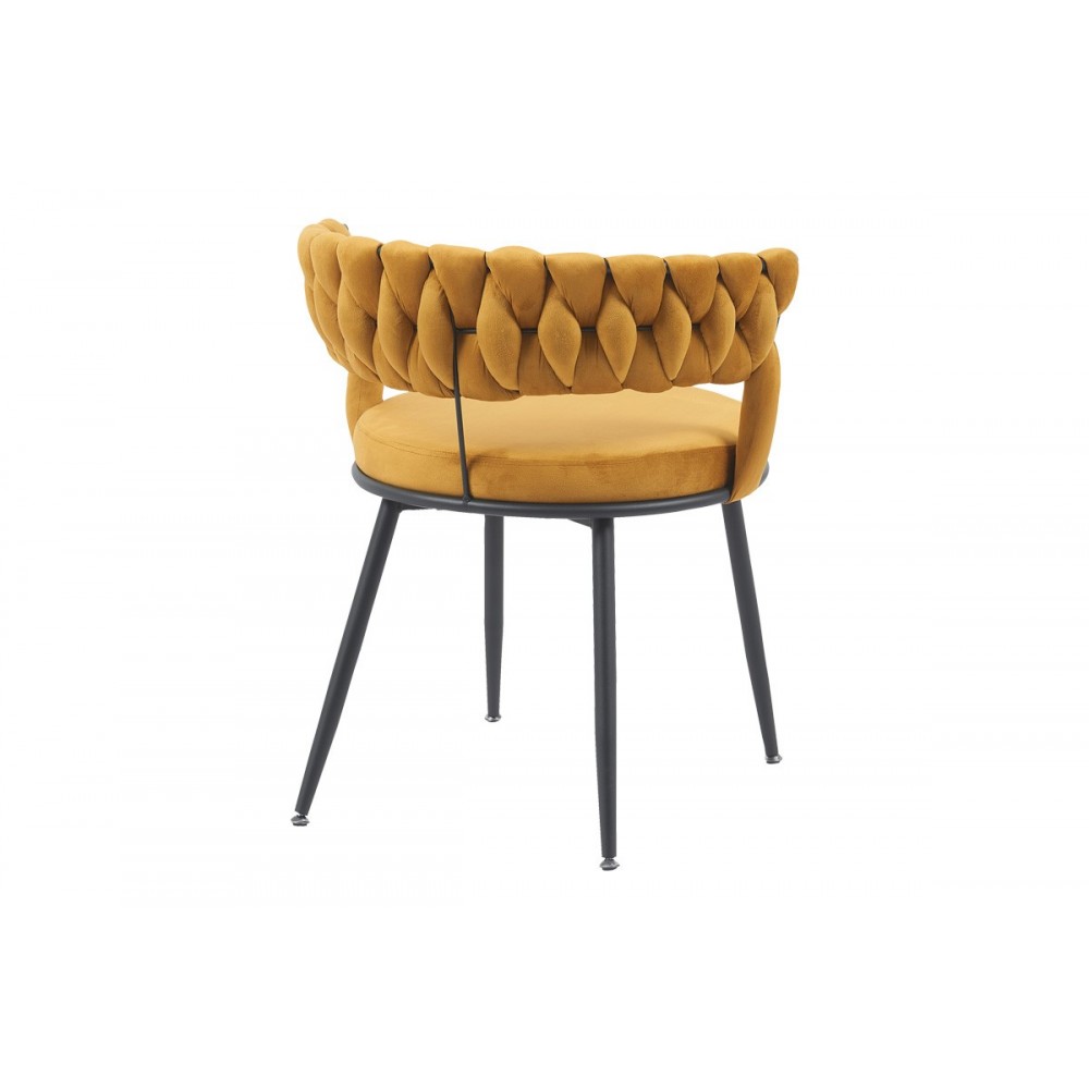Πολυθρόνα "ALKIA" από βελούδο/μέταλλο σε χρώμα κίτρινο/μαύρο 60x57x68