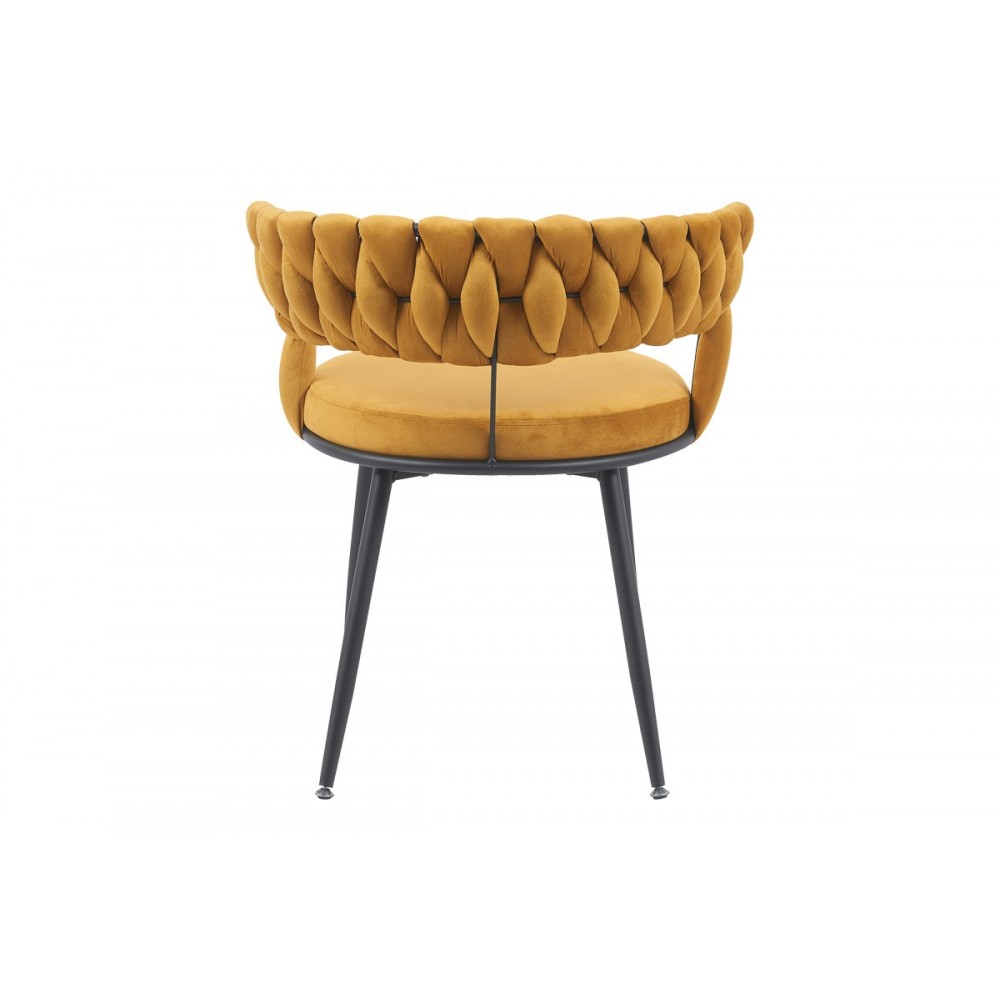 Πολυθρόνα "ALKIA" από βελούδο/μέταλλο σε χρώμα κίτρινο/μαύρο 60x57x68