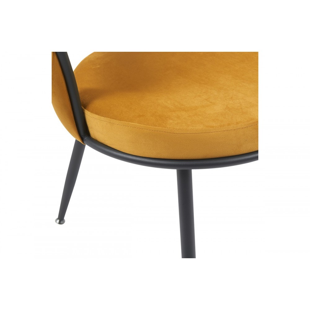 Πολυθρόνα "ALKIA" από βελούδο/μέταλλο σε χρώμα κίτρινο/μαύρο 60x57x68