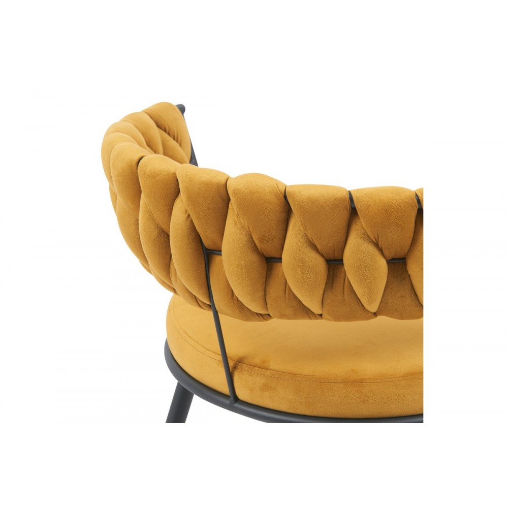 Πολυθρόνα "ALKIA" από βελούδο/μέταλλο σε χρώμα κίτρινο/μαύρο 60x57x68