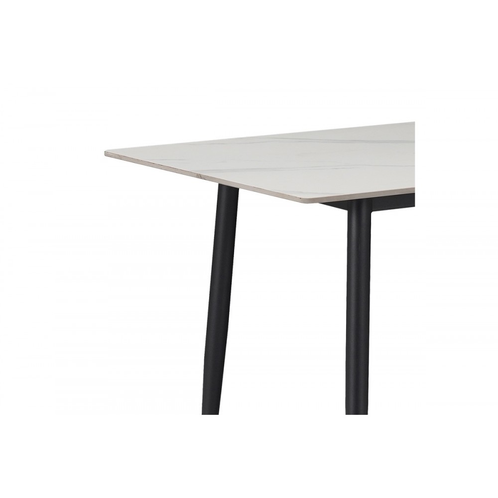 Τραπεζαρία 5τμχ "GUSTAS-LUCIANO I" από sintered stone/μέταλλο σε χρώμα λευκό μαμάρου/μαύρο 120x60x75