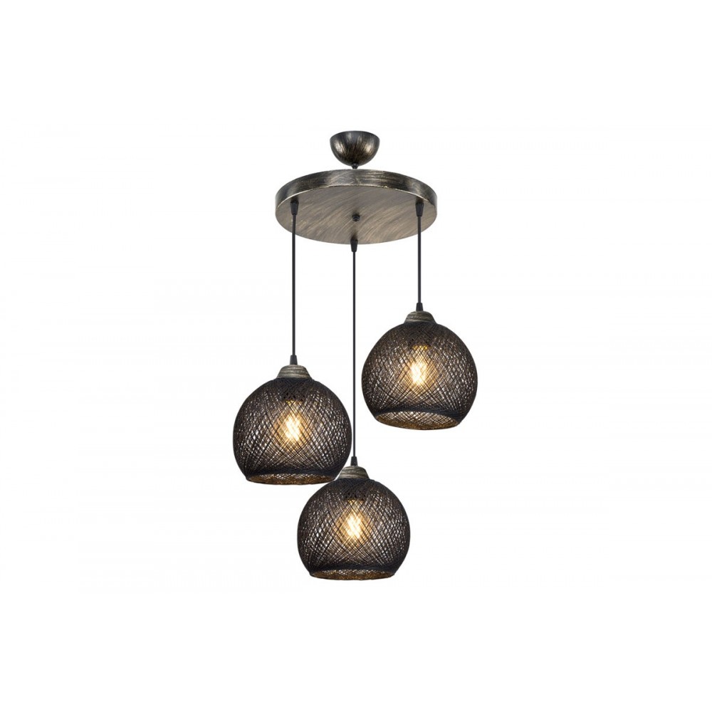 Φωτιστικό τρίφωτο "PWL-1121" σε χρώμα μαύρο/μπρονζέ Φ40x80