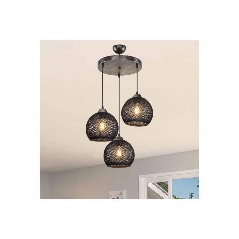 Φωτιστικό τρίφωτο "PWL-1121" σε χρώμα μαύρο/μπρονζέ Φ40x80