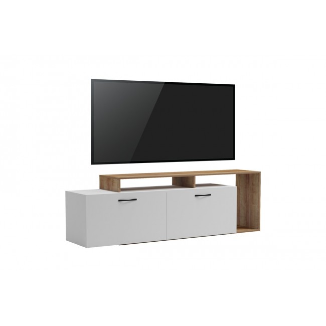 Έπιπλο τηλεόρασης "TOBLER" σε χρώμα oak/λευκό 170x40x53