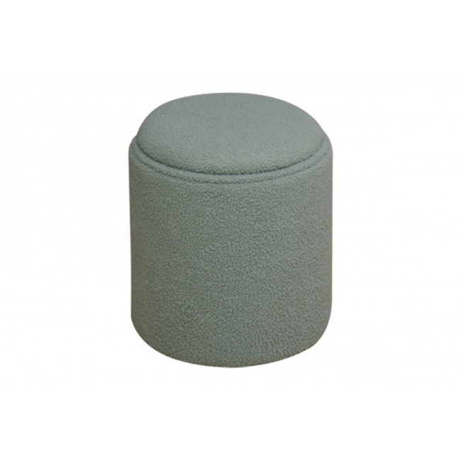 Σκαμπό-μπαούλο "BATUR" από μπουκλέ ύφασμα σε χρώμα χακί Φ34x38