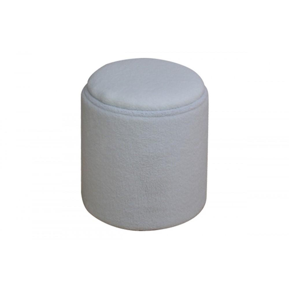 Σκαμπό-μπαούλο "BATUR" από μπουκλέ ύφασμα σε χρώμα λευκό Φ34x38