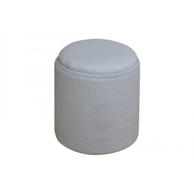 Σκαμπό-μπαούλο "BATUR" από μπουκλέ ύφασμα σε χρώμα λευκό Φ34x38