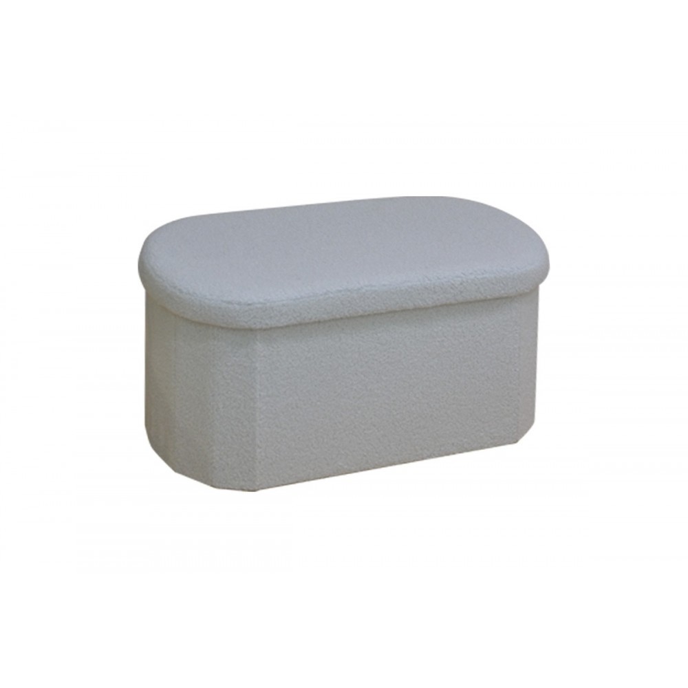 Σκαμπό-μπαούλο "OTTO" από μπουκλέ ύφασμα σε χρώμα κρεμ 76x38x38