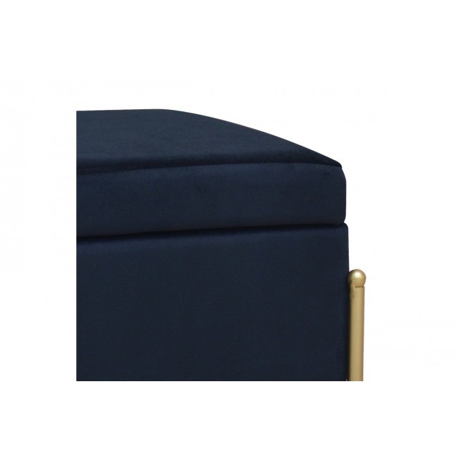 Σκαμπό-μπαούλο "PANTON" από βελούδο/μέταλλο σε χρώμα μαύρο/χρυσό 40x40x36.5